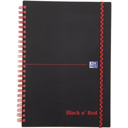 Spiraalblok black'n red a5 140 pagina 90g gelineerd  7 mm pp - Oxford