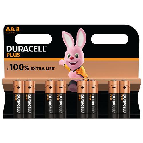 Alkalinebatterij AA Plus 100% - 4 - 8 of 12 eenheden - Duracell