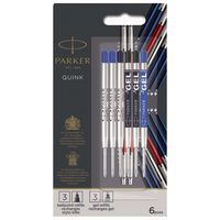 Balpen/Gelpen Vulling/Refill Quink Zwart Blauw Medium 6 Pack - Parker