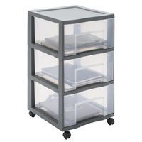 Kunststof opbergtoren XL Tag Tower 3 laden - grijs - Sundis