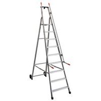 Trapladder met veiligheidsleuning en wielen - 5 tot 9 treden, foto 5 van 6