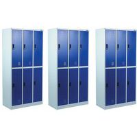 Garderobe 6 opbergvakken, blauwgrijs, te monteren - Set van 3 - Manutan Expert