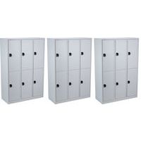 Garderobe 6 deuren, grijs, gemonteerd - Set van 3 - Manutan Expert