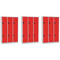 Garderobe 6 deuren, grijsrood, gemonteerd - Set van 3 - Manutan Expert