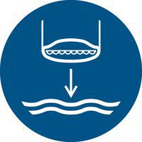 Pictogram Reddingsboot in aangeduide volgorde te water laten gaan