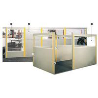 Dubbele scheidingswand in plaatstaal - Paneel voor de helft uit glas - Hoogte 1,70 m