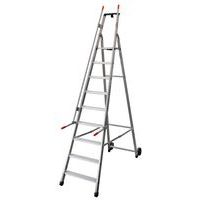 Trapladder met veiligheidsleuning en wielen - 5 tot 9 treden, foto 2 van 6