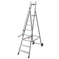 Trapladder met veiligheidsleuning en wielen - 5 tot 9 treden, foto 3 van 6