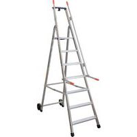 Trapladder met veiligheidsleuning en wielen - 5 tot 9 treden, foto 4 van 6