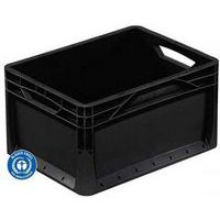 Dichte Euronorm-bak zwart van gerecycled polypropyleen - H 120 tot 320 mm