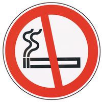 Verbodsbord, Zelfklevend: ja, Stijf: nee, Norm ISO 7010: ja, Materiaal: Polyester, Paneel vorm: Rond