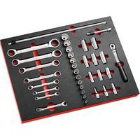 Ratelringsleutel + doppen 3/8 inch 12 kant met 2 verlengstuk