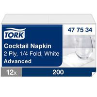 Cocktailservet Advanced, 2-laags, 1/4-vouw - Tork