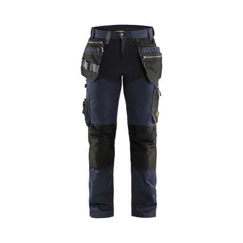 Werkbroek met strechpanelen en spijkerzakken Marineblauw/Zwart
