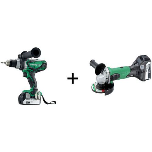 Hitachi Set Snoerloze Schroefboormachine Ds18Dsd Slijpmachine G18Dsl 18 V 5 Ah hitachi kopen in de aanbieding