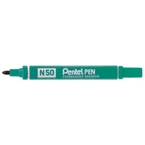 Permanente markeerstift N50 - ronde punt - met dop - Pentel