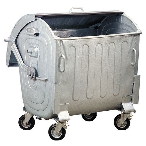 Mobiele afvalcontainer van verzinkt staal - 1100 L | Manutan