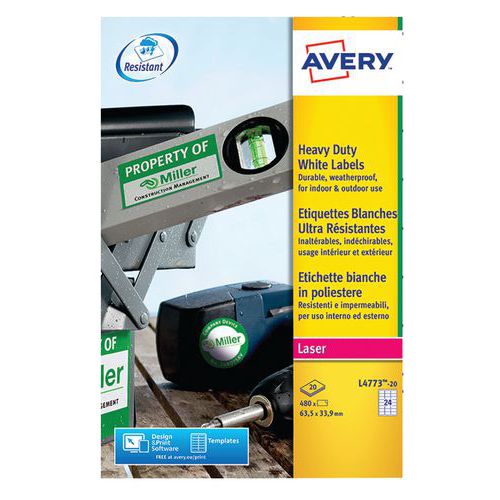 Avery Zelfklevend Etiket Ultrastevig Wit Laserprinter avery kopen in de aanbieding