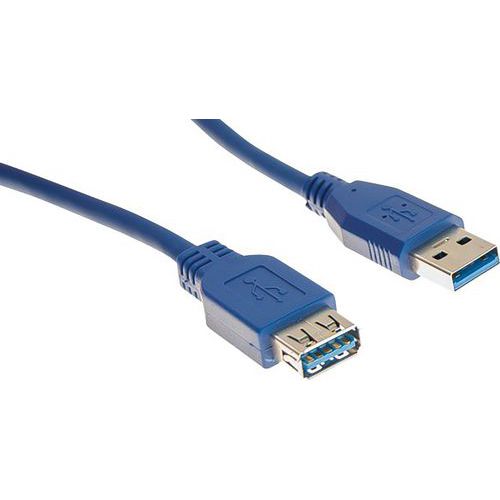 Verlengkabel USB 3.0 type A en A blauw - 1,0 m