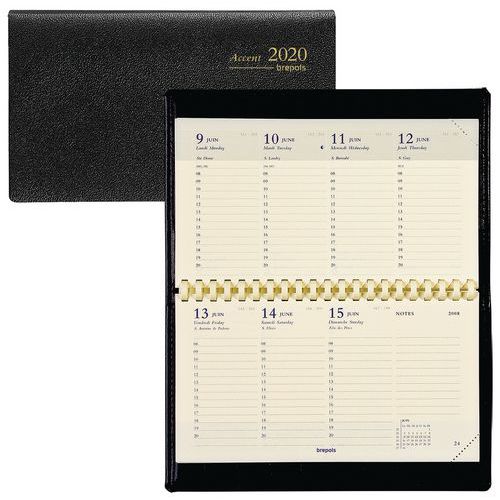 Agenda Accent weekindeling zwart - 9 x 16 cm - Jaar 2020