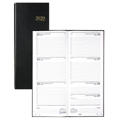 Agenda Saturnus zwart weekindeling - 7 dagen/2 pagina's - Groot formaat - Jaar 2020