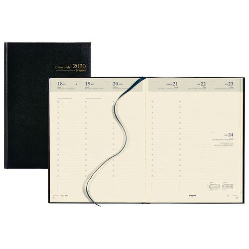 Agenda Concorde weekindeling zwart - 21 x 27 cm - Jaar 2020