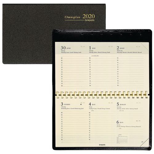 Agenda Omniplan weekindeling zwart - 16 x 10 cm - Jaar 2020