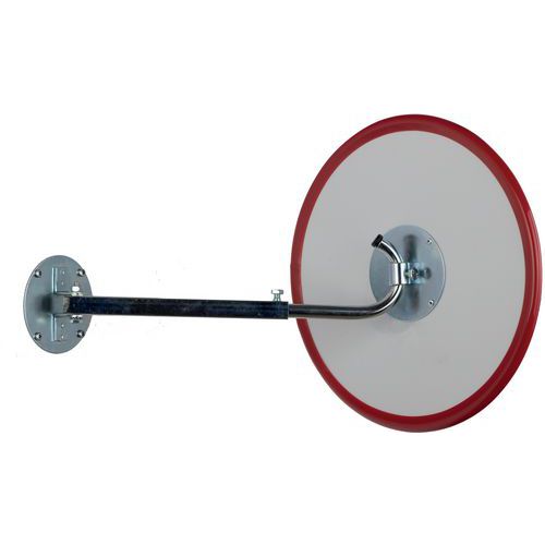 Relaxdays Verkeersspiegel 60 Cm , Weerbestendig , Voor Binnen Buiten Met Houder Ronde Veiligheidsspiegel Rood 625984514