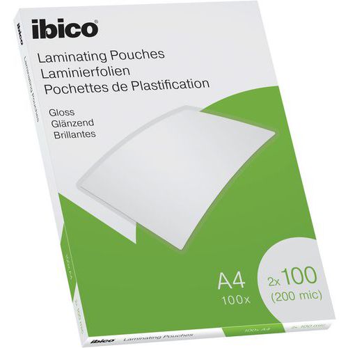 Ibico Lamineerhoezen - voor A4 Documenten - 2 x 100 Micron -  100 stuks - Glanzend