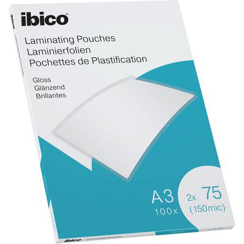 Ibico Lamineerhoezen - voor A3 Documenten - 2 x 75 Micron -  100 stuks - Glanzend