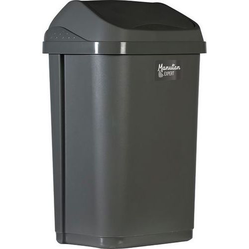 Manutan Expert - Hygiënische afvalbak met tuimeldeksel 50 L - Grijs Kunststof - 100% Gerecycled - 66x29x38.5 cm